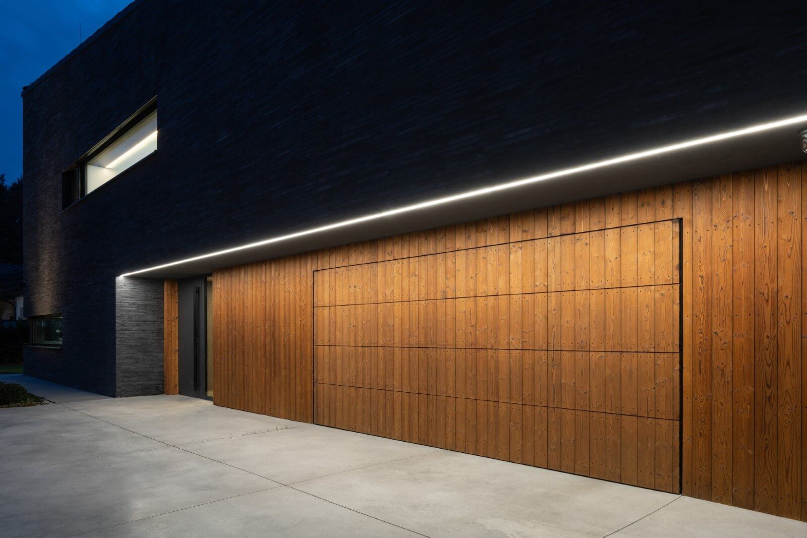 Wooden facade garage door