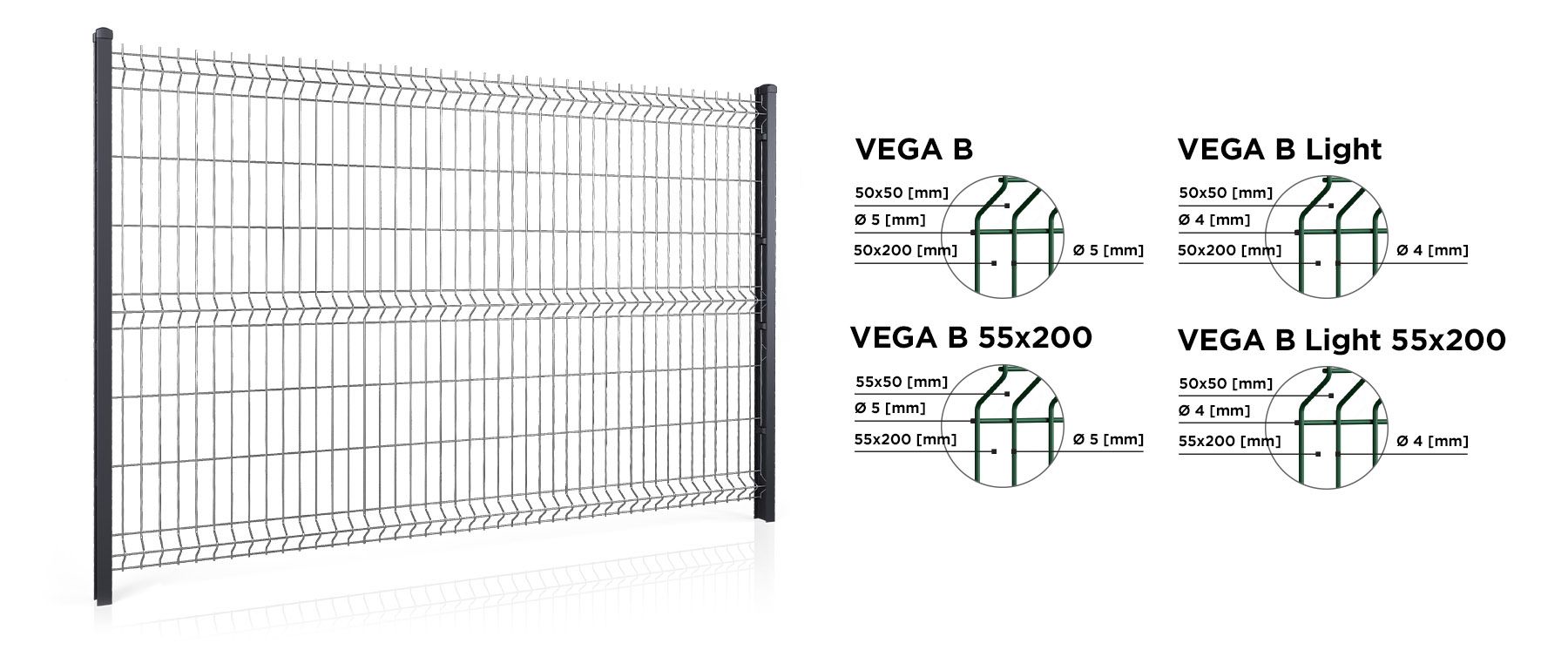 VEGA B, VEGA B Light, VEGA B 55x200 and VEGA B Light 55x200