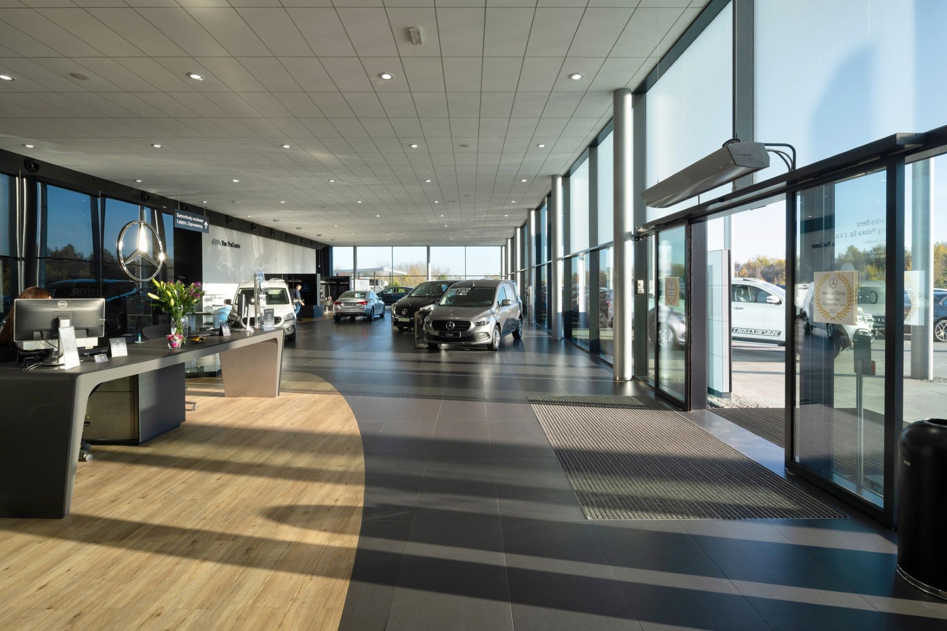 Joinery in a car showroom