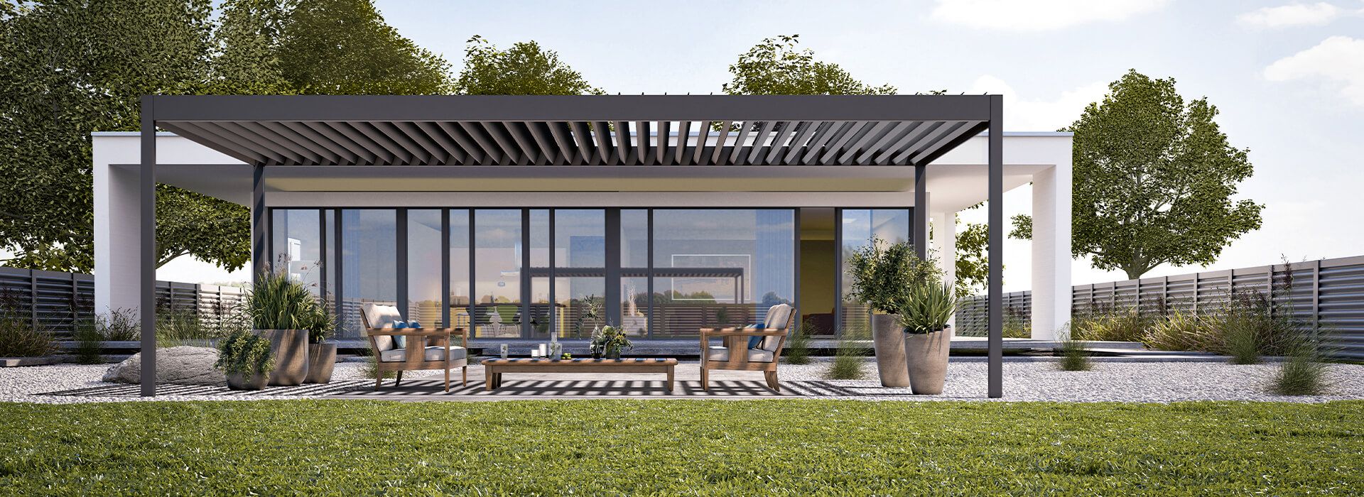 Roofed garden terrace
