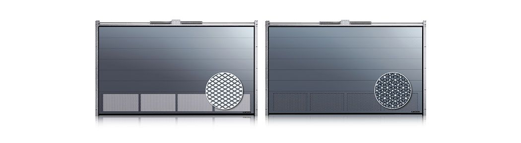 Ventilated panels in garage doors